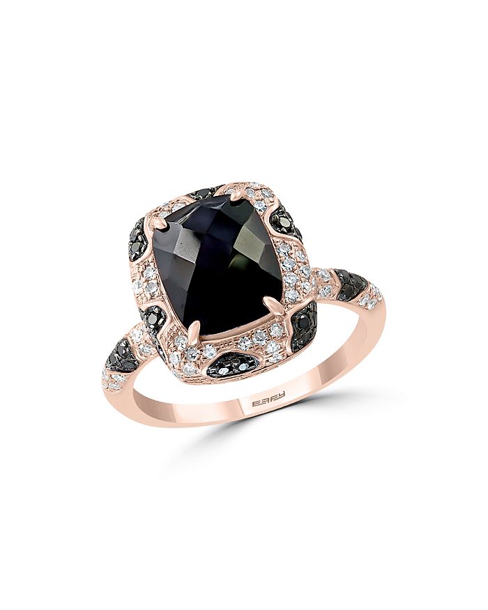 Bloomingdale S Black Onyx And Black White Diamond Ring In 14k Rose Gold 100 Exclusive Bloomingdale S