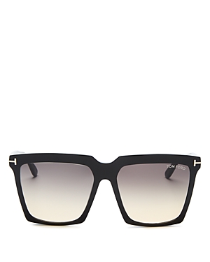 Shop Tom Ford Sabrina Square Sunglasses, 58mm In Black/gray Gradient