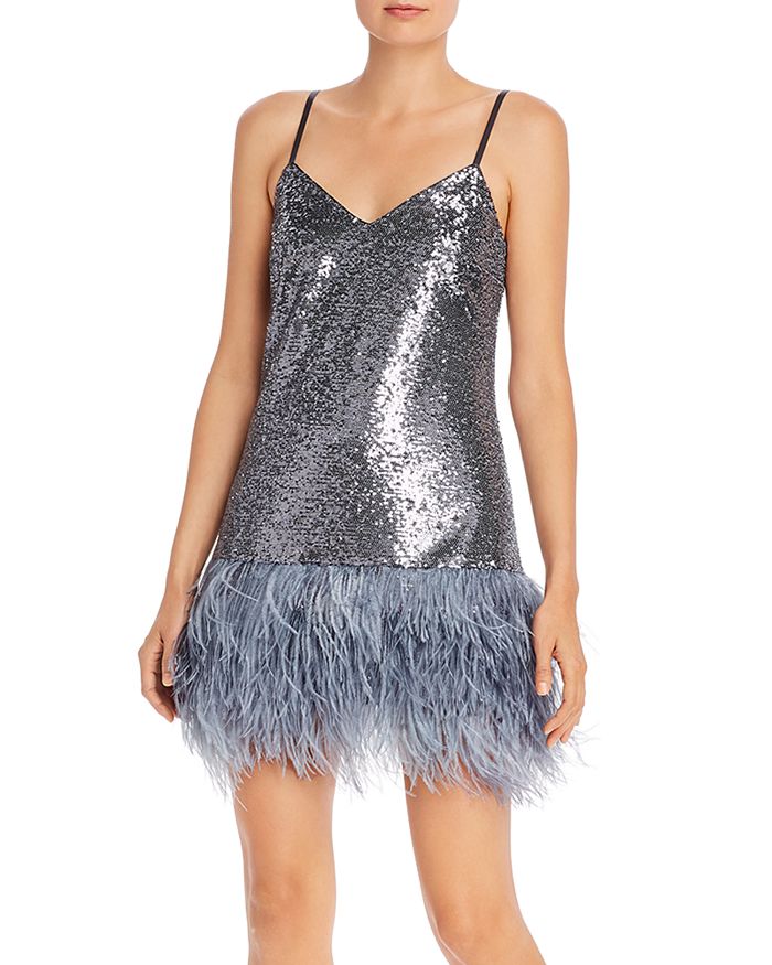 sequin and feather gown