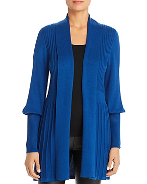 Avec Ribbed Open Cardigan In Blue