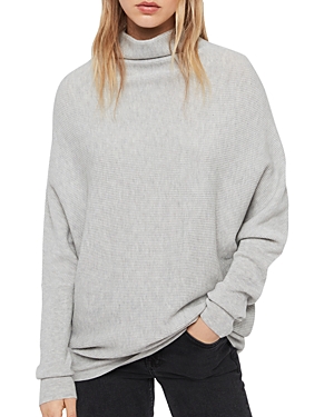Allsaints Ridley Funnel Neck Wool & Cashmere Sweater In Artic Grey