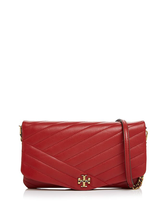 Tory Burch Kira Chevron Quilted Leather Clutch In Red Apple/gold