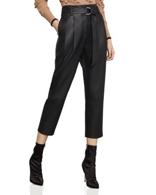 Bcbgmaxazria Pleated Faux Leather Pants In Black ModeSens