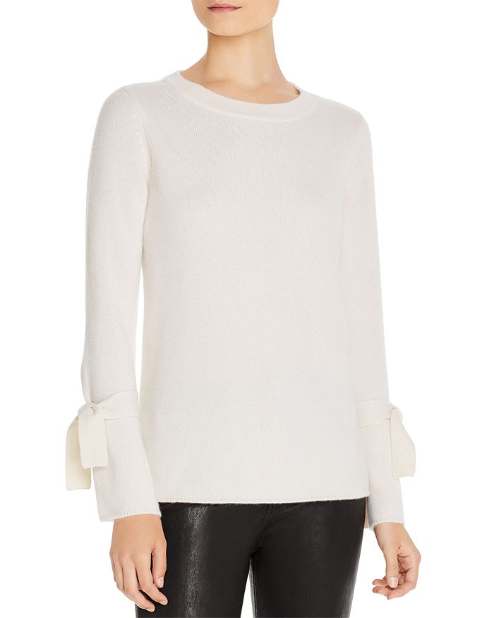 C By Bloomingdale's Tie-sleeve Cashmere Sweater - 100% Exclusive In Ivory
