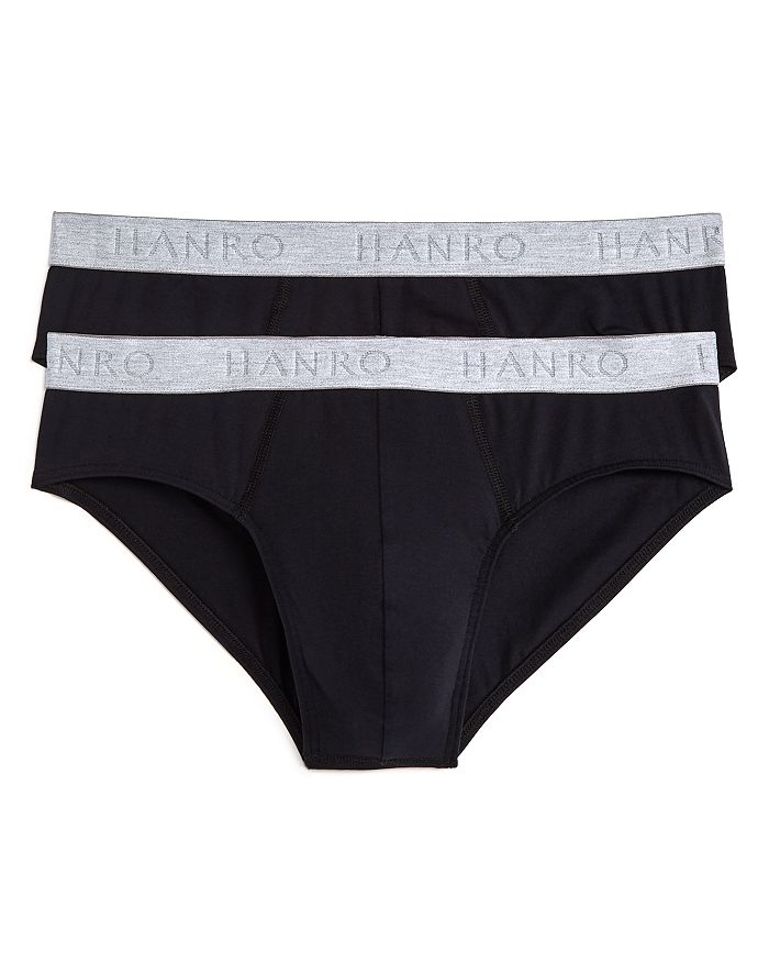 Shop Hanro Cotton Essential Briefs, Pack Of 2 In Black