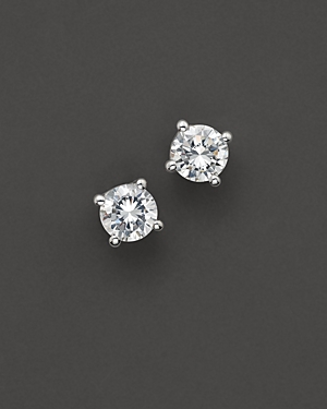 Certified Diamond Stud Earrings in 14 Kt. White Gold, 2.0 ct. t.w. - 100% Exclusive