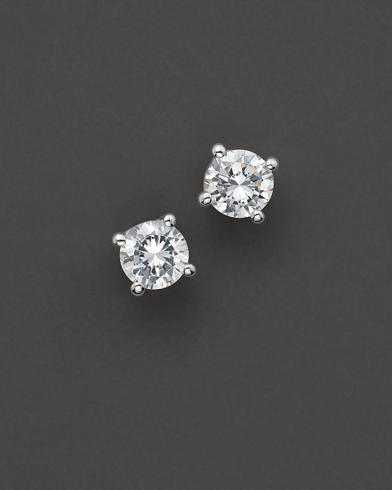 Certified Diamond Stud Earrings in 14 Kt. White Gold, 2.0 tcw