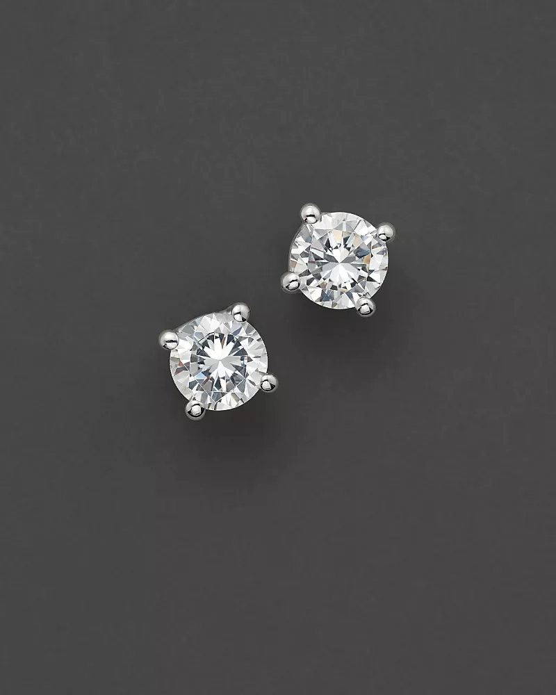 Certified Diamond Stud Earrings in 14 Kt. White Gold, 2.0 tcw