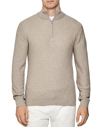 REISS Noel Linear Stitch Partial Zip Pullover Sweater | Bloomingdale's