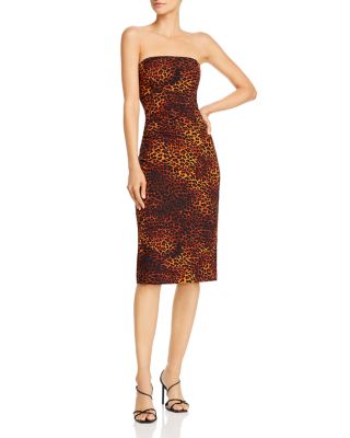 strapless leopard dress