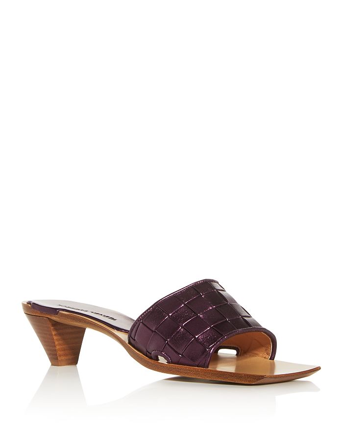 Bottega Veneta Women's Woven Square-toe Slide Sandals In Violet