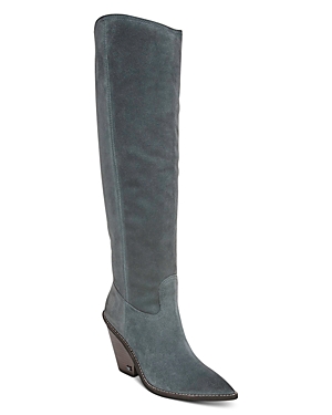 Sam Edelman Indigo Pointed Toe Knee High Boot In Gray Iris Suede