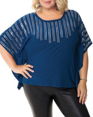 plus size blue sequin top