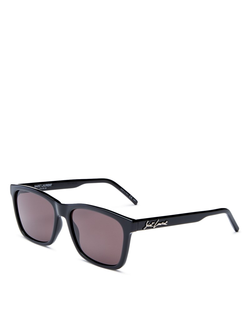 Saint Laurent Square Sunglasses, 56mm in Shiny Black/Black