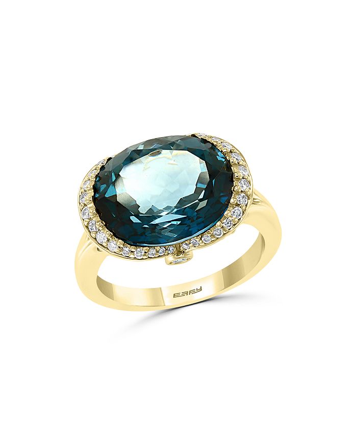 Bloomingdale's London Blue Topaz & Diamond Ring In 14k Yellow Gold - 100% Exclusive In Blue/gold
