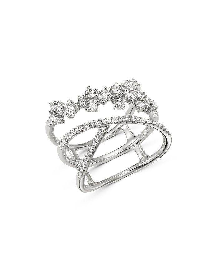 Bloomingdale's Diamond Scattered Crossover Ring In 14k White Gold, 0.80 Ct. T.w. - 100% Exclusive