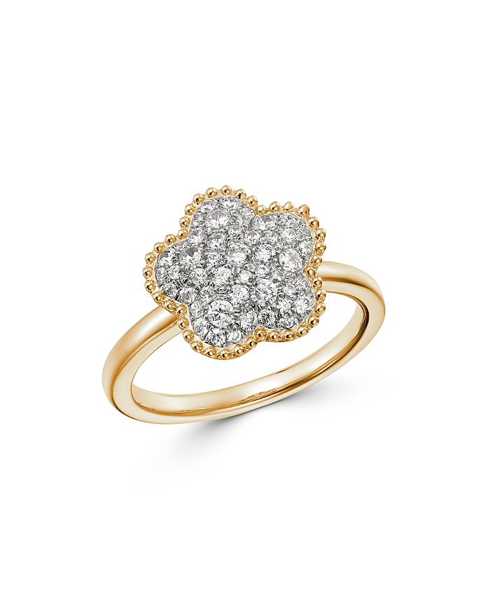 Pave diamond sales flower ring