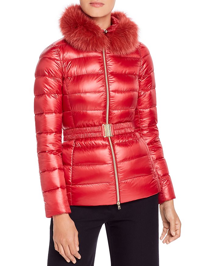 Herno Claudia Fur-collar Down Coat In Red