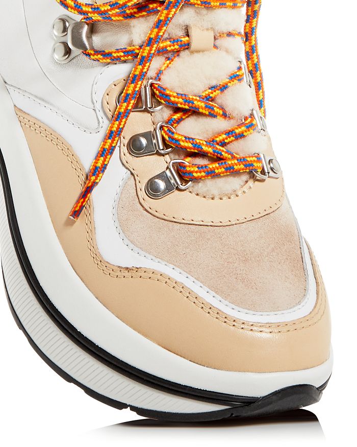 Tory Burch Women's Gemini Link Shearling Platform Hiking Boots In Dulce De Leche/new Moon | ModeSens