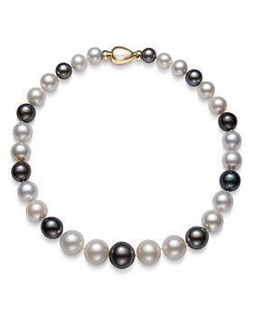 Bloomingdale's - White South Sea & Tahitian Black Pearl Necklace in 14K Yellow Gold, 17.5" - 100% Exclusive