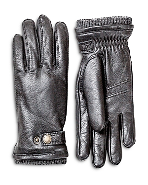 Hestra Utsjo Top-snap Leather Gloves In Black