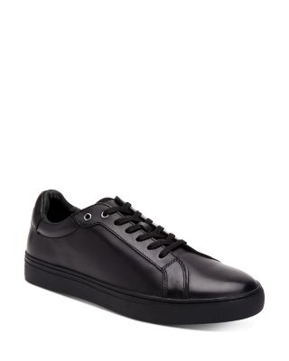 mens black leather low top sneakers