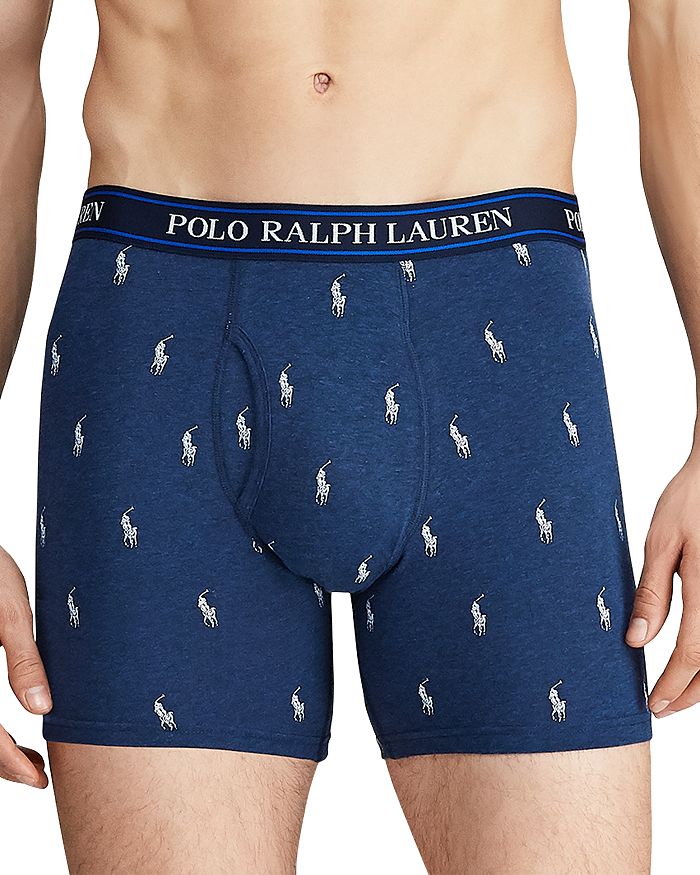 Shop Polo Ralph Lauren Stretch Cotton Boxer Briefs - Pack Of 3 In Blue