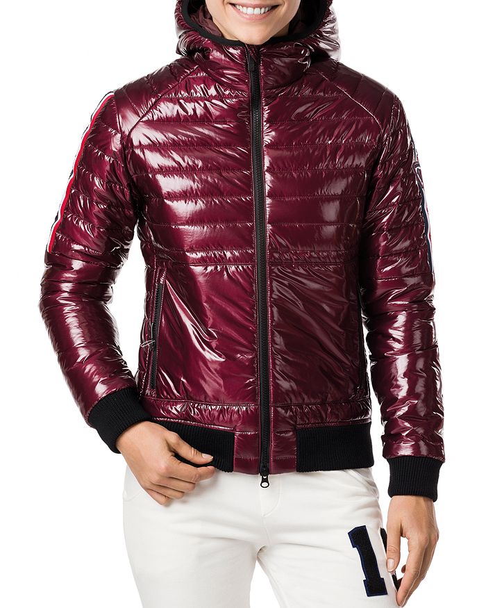 Rossignol Cyrus Hooded Shine Puffer Coat In Bordeaux