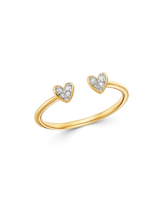 Adina Reyter 14k Yellow Gold Pave Diamond Open Heart Ring In White/gold