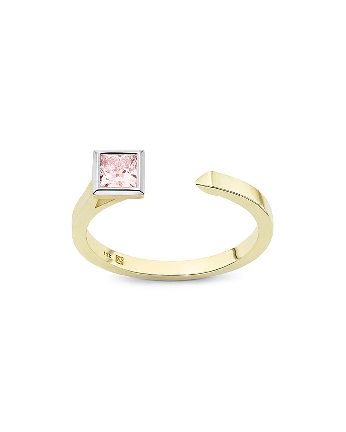 Lightbox Jewelry Princess Open Top Lab-grown Diamond Ring In Pink/gold
