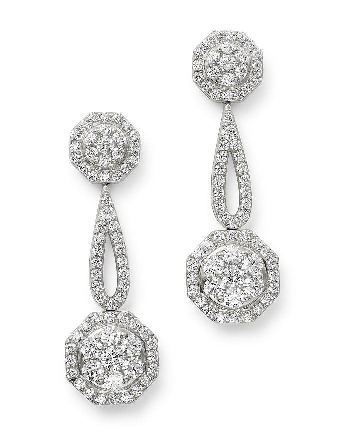 Bloomingdale's Cluster Diamond Geometric Drop Earrings In 14k White Gold, 3.0 Ct. T.w. - 100% Exclusive