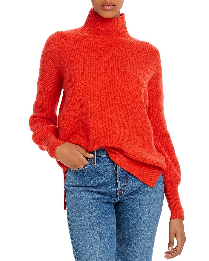 French Connection Flossy Orla Ribbed Turtleneck Sweater In Mars Red