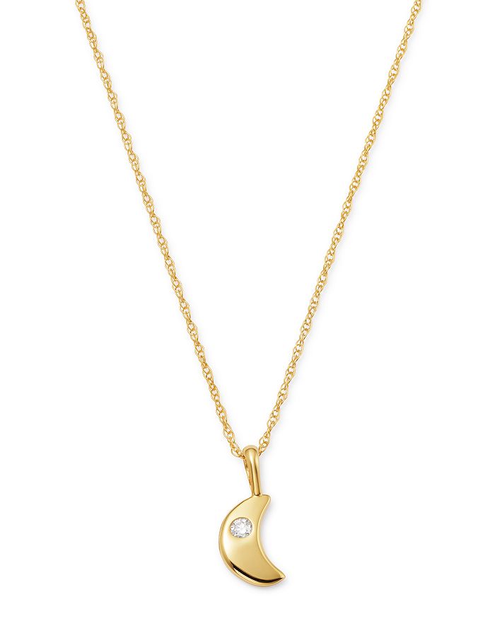 Bloomingdale's Diamond Moon Pendant Necklace In 14k Yellow Gold, 0.03 Ct. T.w. - 100% Exclusive In White/gold