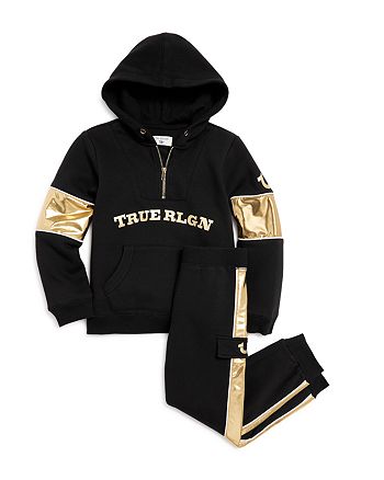 True Religion Boys Half Zip Hoodie Gold Stripe Sweatpants