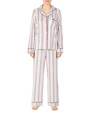 Donna Karan Long Pajama Set In Cream Stripe