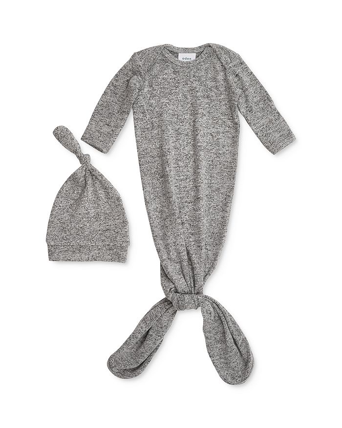 Aden And Anais Unisex Snuggle Knit Gown & Hat Set - Baby In Gray