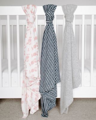 Girls' Rose Print Snuggle Knit Swaddle Blanket - Baby