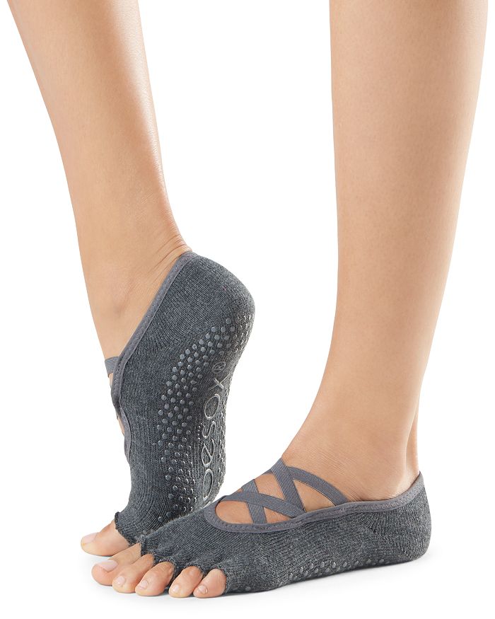 Toesox Elle Half Toe Grip Yoga Socks In Dark Grey