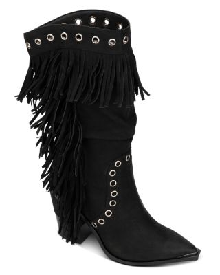 mid calf fringe boots