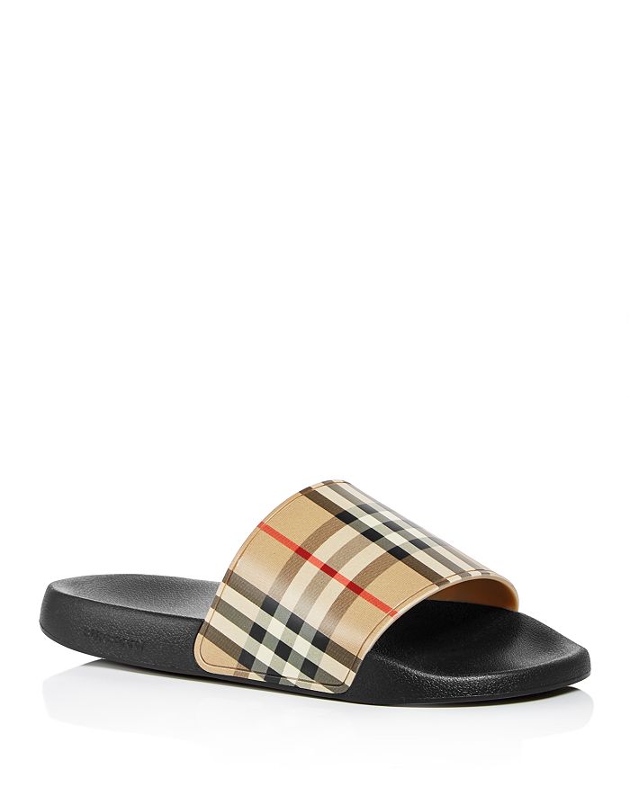 Burberry Rubber Check Print Slides Mens Sandals slides and flip flops Burberry Sandals Save 52% slides and flip flops Iconic Print Revisited Thanks To The Shades Of Brown for Men 