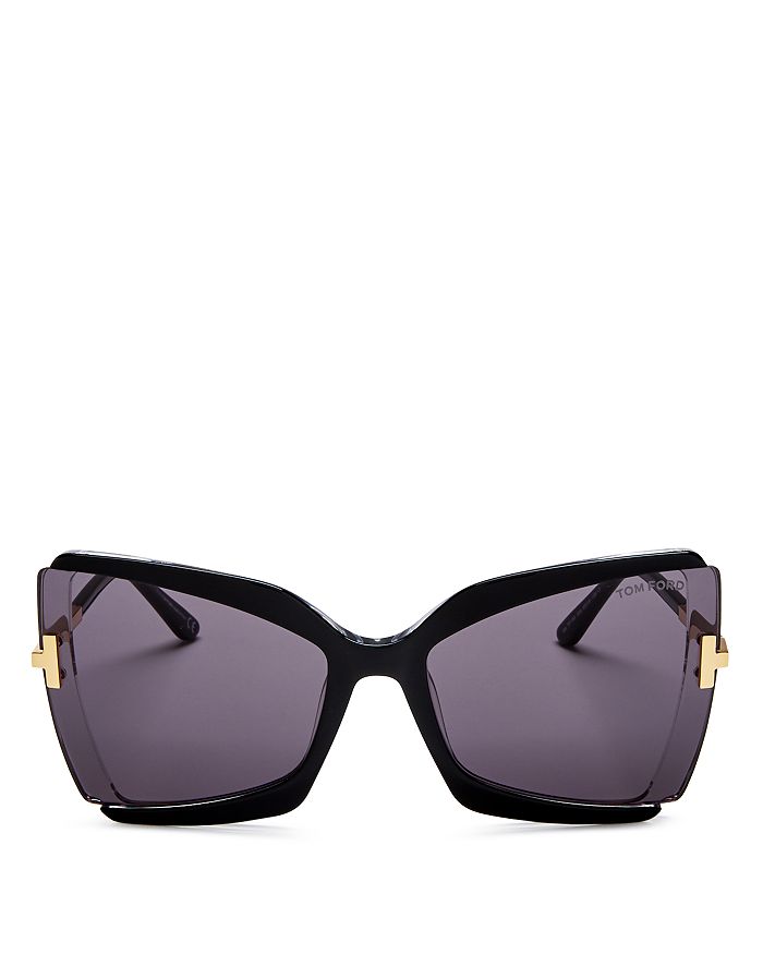 Shop Tom Ford Gia Butterfly Sunglasses, 63mm In Black/crystal/smoke Mirror