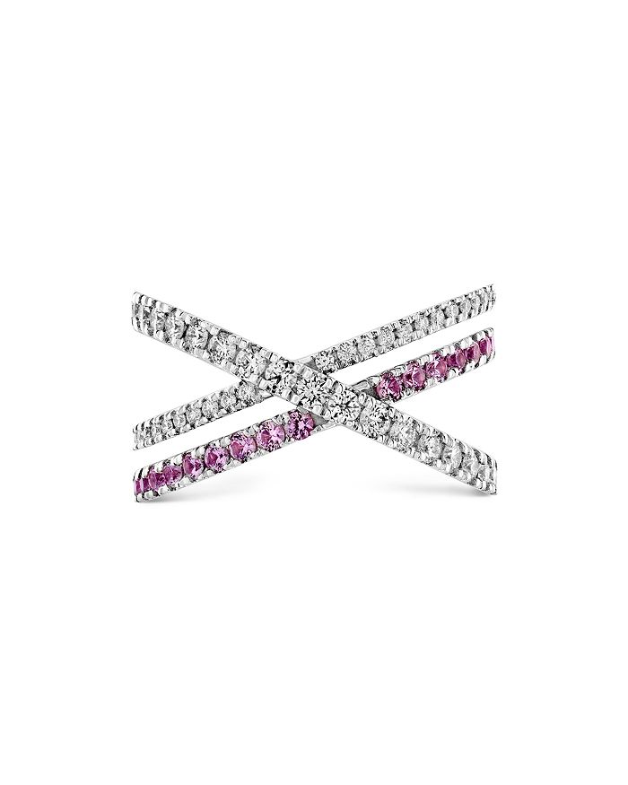 Hayley Paige For Hearts On Fire 18k White Gold Harley Wrap Power Band With Diamonds & Sapphires In Pink/white
