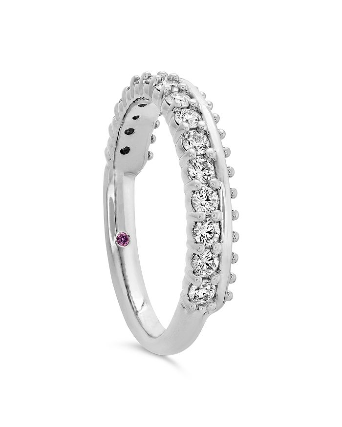 Hayley Paige For Hearts On Fire 18k White Gold Sloane Picot All In A Row Band With Diamonds & Pink S