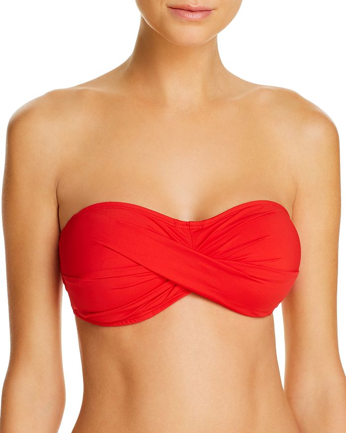 Tommy Bahama Pearl Twist Bandeau Bikini Top In Air Kiss Red