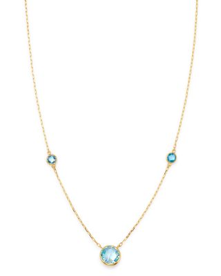 yellow gold blue topaz necklace