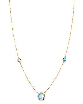 Bloomingdale's - Bezel Set Blue Topaz Necklace in 14K Yellow Gold, 18" - 100% Exclusive