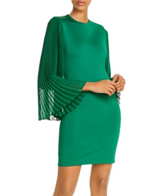 green emerald velvet dress Alice+Olivia Kylan Puff Sleeve Mini Dress in Emerald
