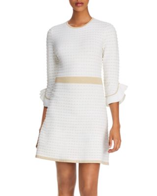 Shoshanna Claira Metallic Ribbed Fit and Flare Knit Dress | Bloomingdale's  Women