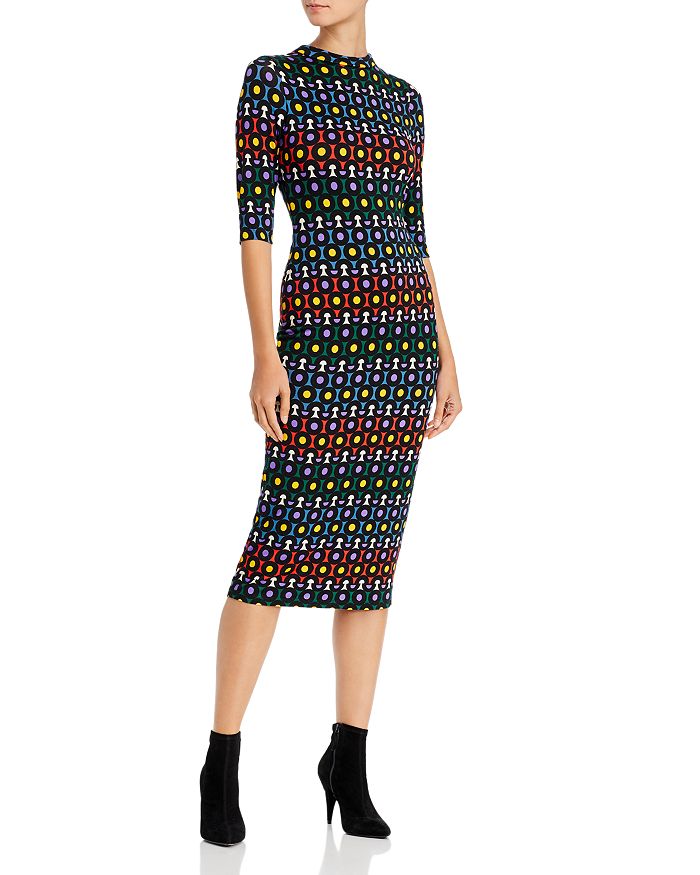 Delora fitted mock neck midi dress shop