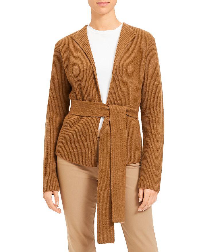 THEORY RIBBED WOOL & CASHMERE BELTED CARDIGAN,J1011706